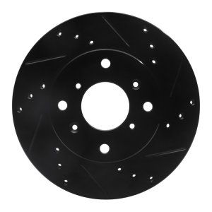 Acura CL Brake Rotor (1) - Front Right - R1 Concepts - Drilled & Slotted - Black - `98-`02